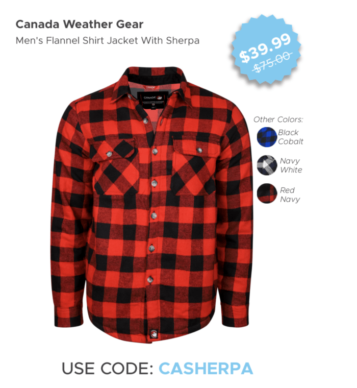 Canada Weather Gear Men’s Flannel Shirt Jackets | Bullseye on the Bargain