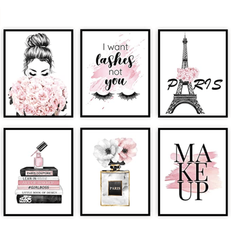 Set Of 6 Pink Room Decor Pictures