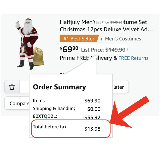 Santa Costume as low as $13.99!!!!!!!!!