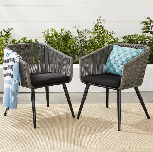 Set of 2 Indoor Outdoor Woven Wicker Patio Dining Chairs