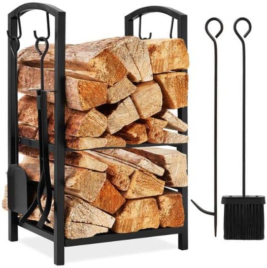 5 Piece Firewood Log Rack Holder Tools Set￼
