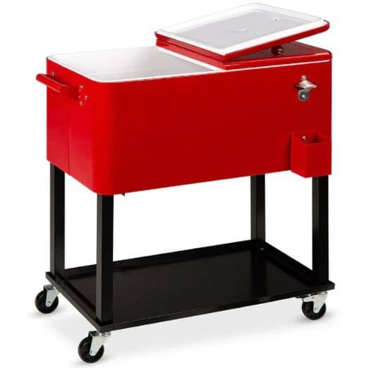 Portable Rolling Cooler Cart with Bottle Opener