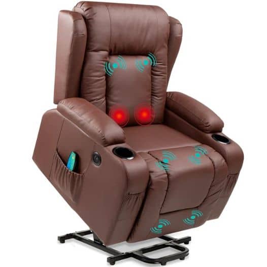 Electric Power Lift Recliner Massage Chair with Heat, USB Port and Cupholders