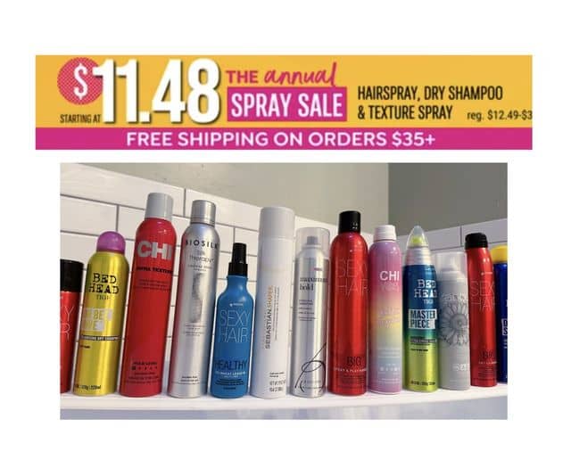 OVER 115+ Hairsprays, Dry Shampoos, Leave-Ins, Thermals and Texture Sprays starting at $11.48!