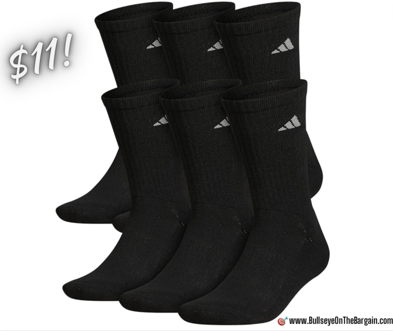 $11 for a MENS 6 pack of ADIDAS SOCKS in SIZE L OR XL!
