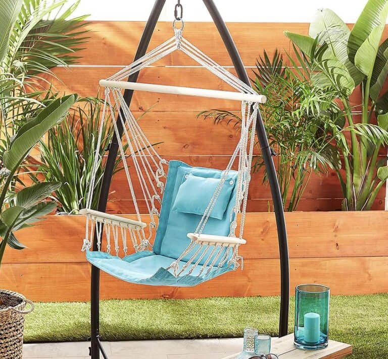 Hanging Hammock Chair with Wooden Armrests