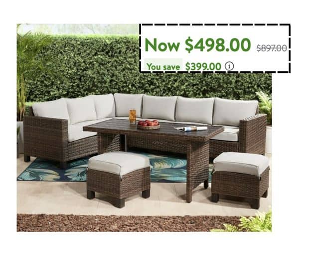 Awesome price on this Better Homes & Gardens Brookbury 5-Piece Wicker Sectional Dining Set!!