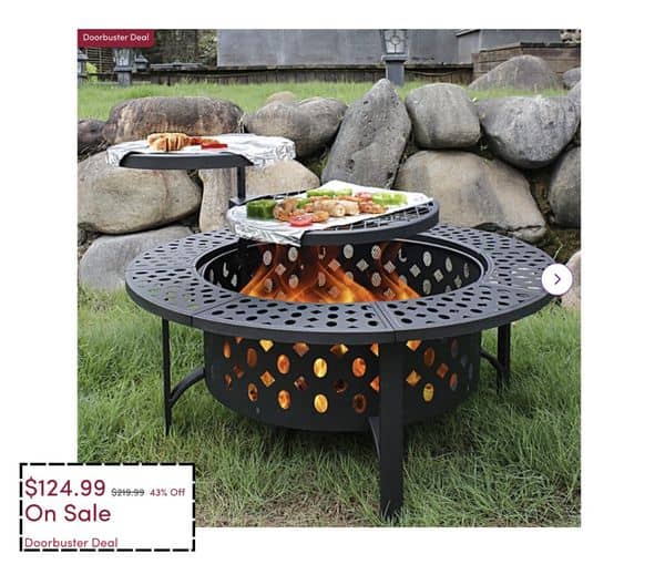 Hayler Wood Burning Outdoor Fire Pit Table with Lid