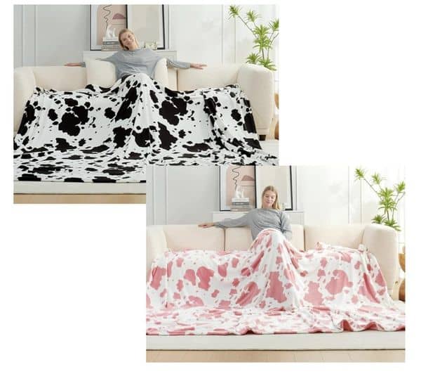 FAMILY size throw blankets COW print!!