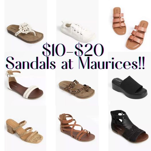 There are tons of sandals at Maurices starting at $10