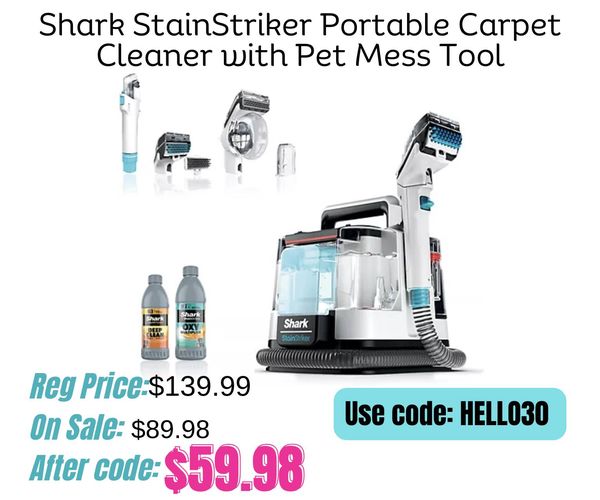Shark StainStriker Portable Carpet Cleaner with Pet Mess Tool