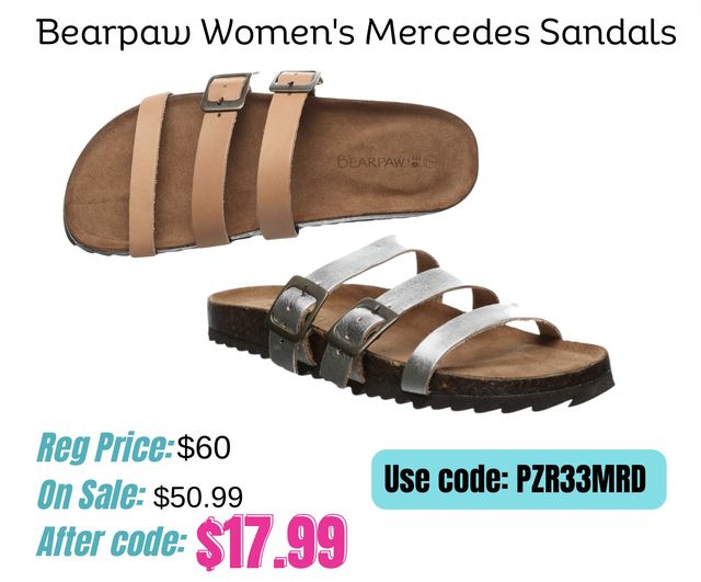 Bearpaw Women's Mercedes Sandals SNAG for $17.99 with code PZR33MRD