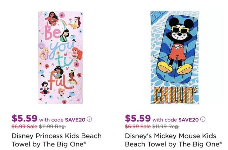 $5.59 for Kids Character Beach Towels!!!
