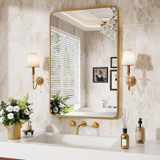 This 30″x22″ Gold Metal Framed Bathroom Mirror is 50% off