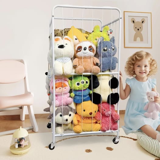 This stuffed animal storage is perfect for holding them all and keeping them off the floor!!!