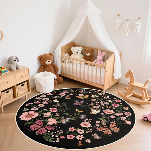 This Butterfly Round Rug has a 40% off
