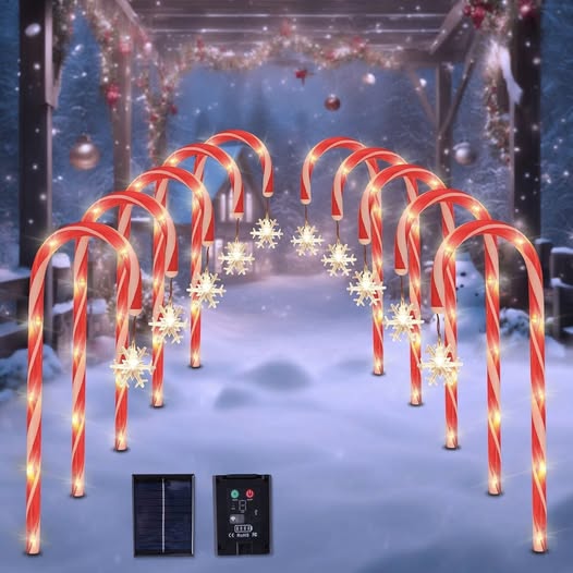 This 10-Pack of Solar Christmas Candy Cane Pathway Lights is 50% off