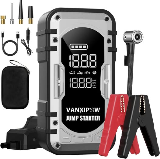 This Portable Car Battery Jump Starter with Air Compressor is 50% off