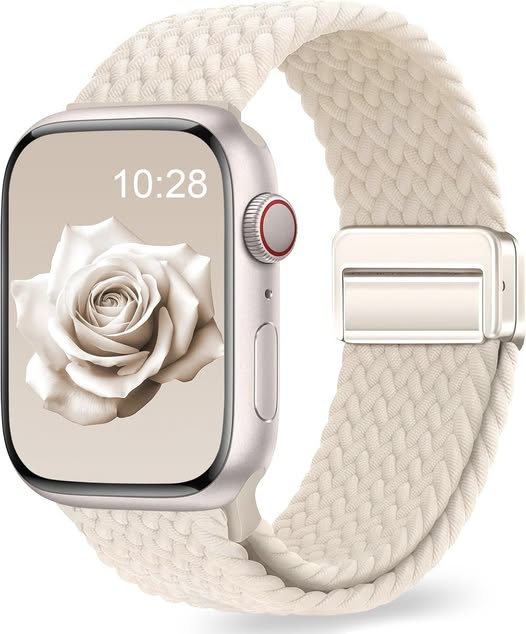 This braided Apple Watch band stretchy with a magnetic clasp.