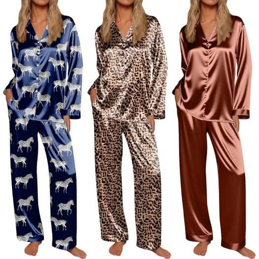 Silk satin pajamas for women