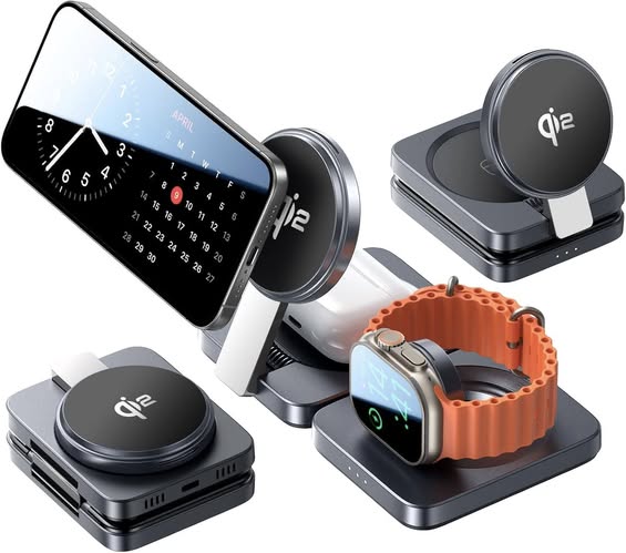 This 3-in-1 foldable magnetic wireless charging station for iPhone