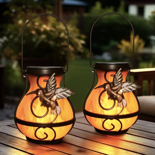 These solar lanterns are so pretty for the patio or garden