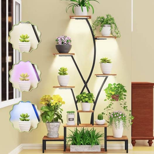 Plant stand with grow lights Show off plants while giving them the perfect light.