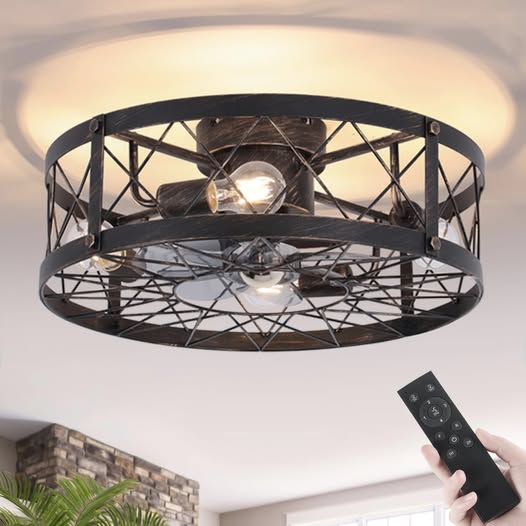 This Flush Mount Caged Ceiling Fan with Lights is 50% off