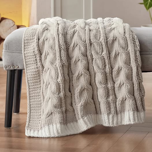 Cozy cable knit throw blanket perfect for fall