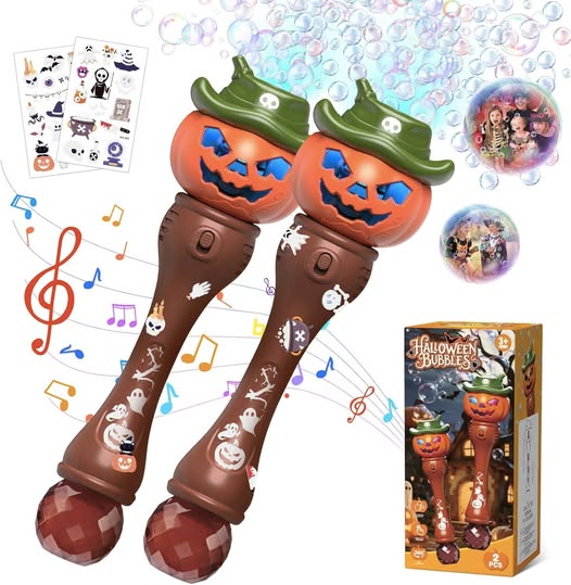 This 2-Pack Halloween Pumpkin Bubble Wand is 50% off