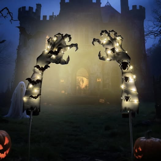 Creepy zombie solar Halloween garden stake lights set of 2!