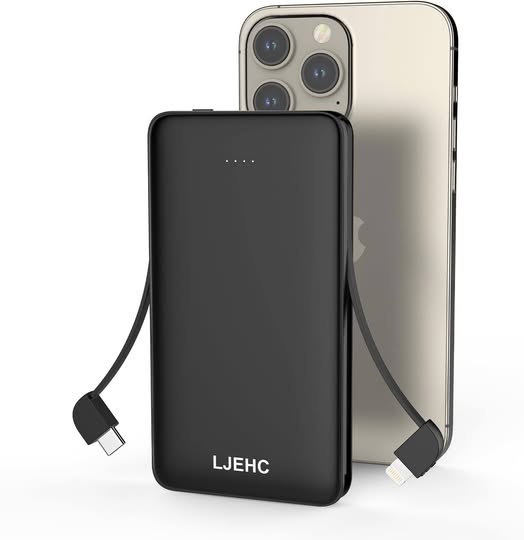 This 10000mAh Slim Power Bank with Built-in Cable is 50% off