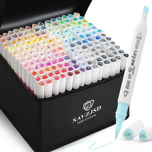 168 colors dual tip markers Great for journaling, doodles & art projects.