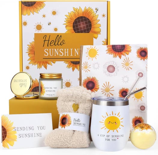 This Sunflower Gift Basket drops 50%off