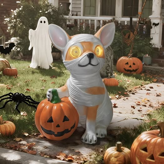 This Halloween Dog Statue with Rotating Glowing Eyes is 50% off