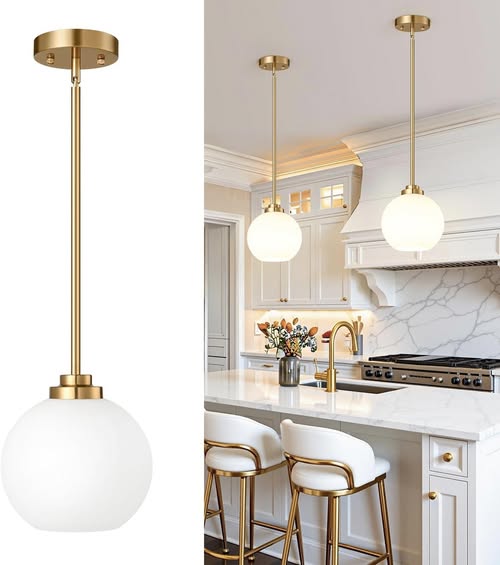 This 2-Pack Modern Gold Pendant Light Set is 50% off