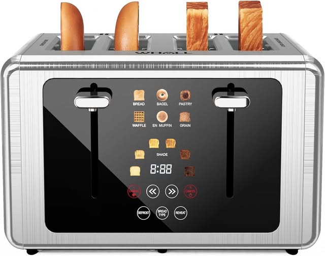 This 4-slice smart toaster has a touch screen with a digital countdown,