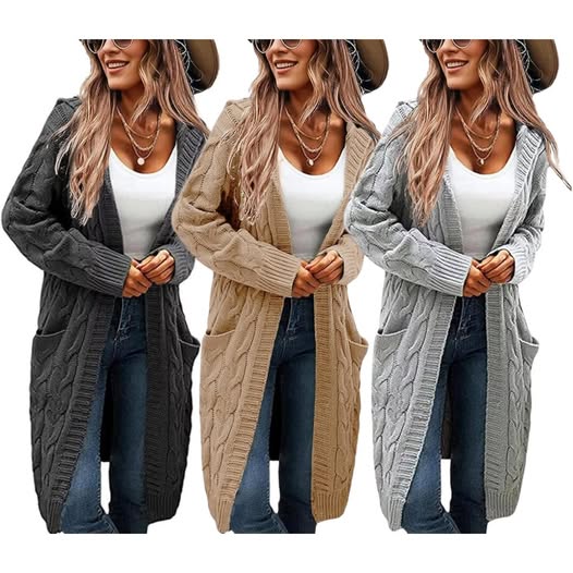 This cozy cardigan sweater is perfect for layering.