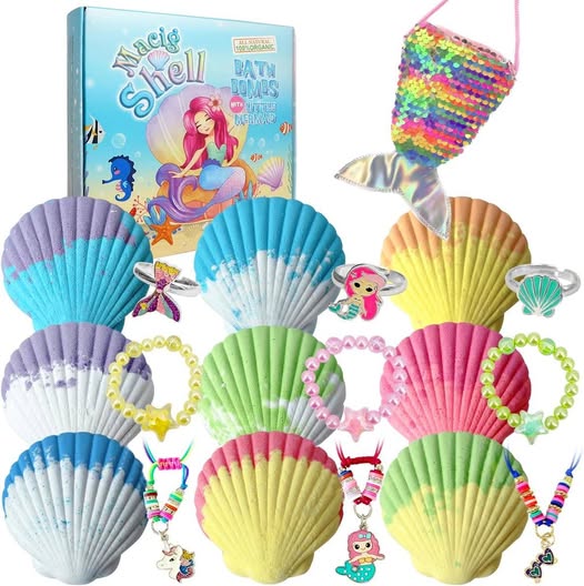 This Magic Sea Shell Bath Bomb Sets drops 50%off