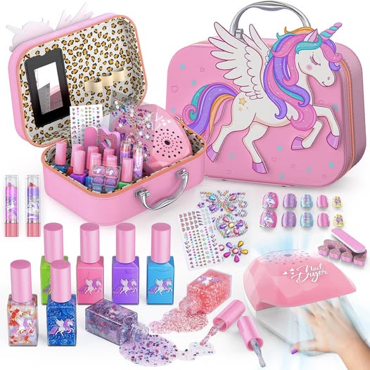 This Kids Nail Polish Set with Air Dryer & Case is 50% off