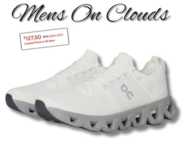 MENS ON CLOUDS 25% off + free ship!