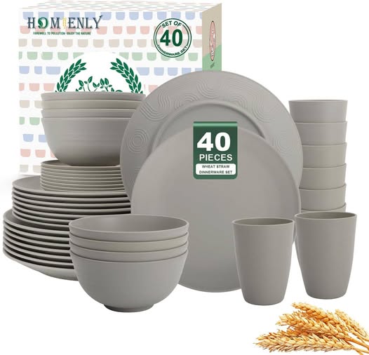 This unbreakable wheat straw dinnerware set Set drops 30%off