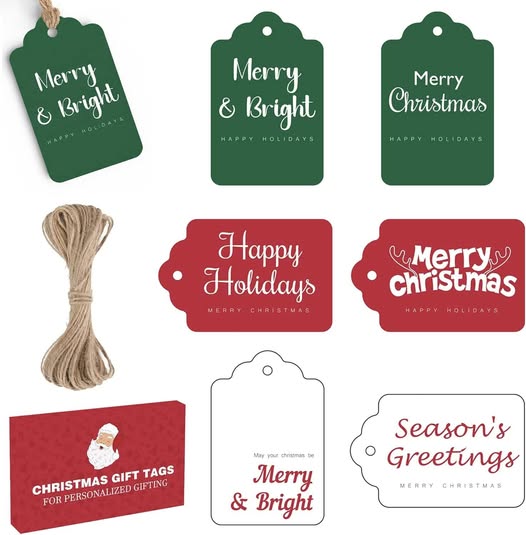 These Christmas gift tags come in packs of 60–500 pieces!