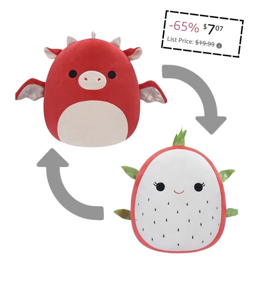 This dragon that turns into a dragonfruit squishmallow is 65% off tonight!