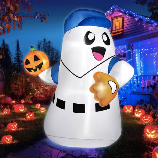 This 5FT Halloween Inflatable Ghost with Pumpkin Baseball is 50% off