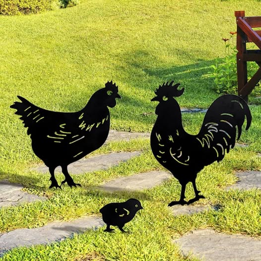 These Chicken Yard Decorations have a 20% off coupon!