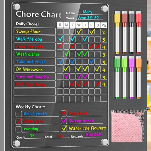 This Acrylic Chore Charts has a 50% off coupon!