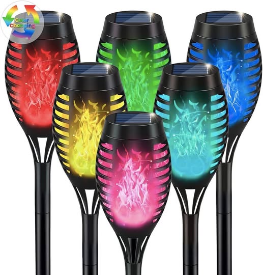 Colorful flame solar torch lights (6 pack) — 40% off