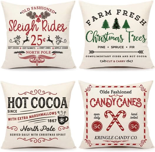 These Farmhouse Christmas Pillow Covers (Set of 4) are 50% off