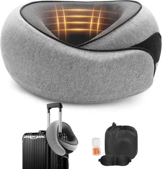 This Ergonomic Travel Neck Pillow with Memory Foam Support is 50% off